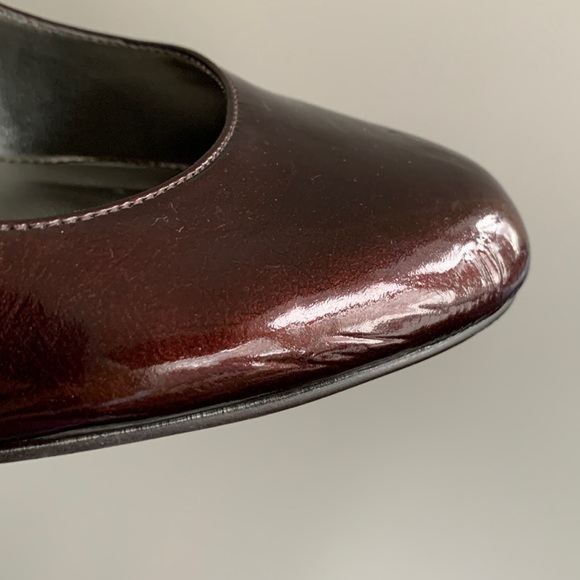 Marc Fisher - brown patent-style wedges, size 8, 2” heel, good used condition - Picture 7 of 11